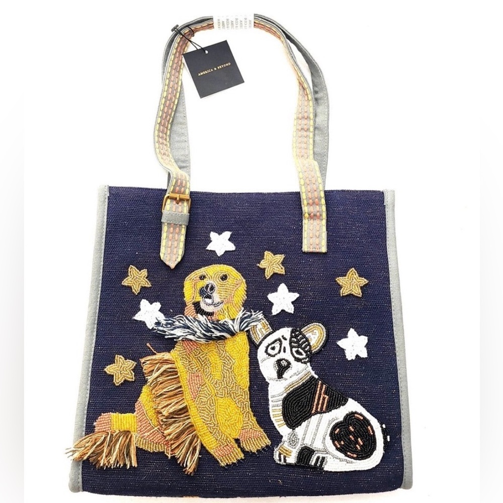 💚🌼NWT America And Beyond Embellished Dog The Loyal Guardian Shopper Tote.
